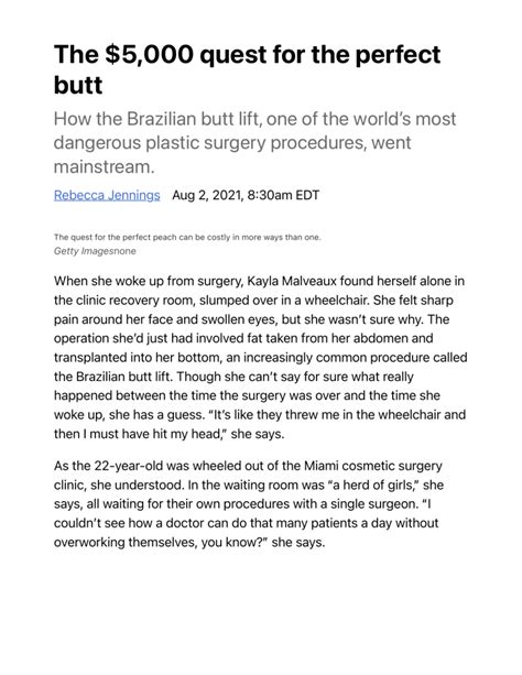 The BBL effect: How the Brazilian butt lift went mainstream .